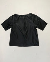 second hand tibi Tibi Faux Leather Black Round Neck Top in Size xs 20 OWNI