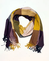 second hand Barbour Large Barbour Check Scarf Long In Yellow, Purple and Grey  12 OWNI