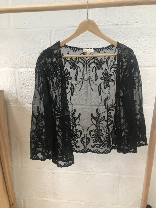 Preloved Black Top with Floral Embroidery