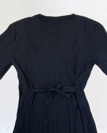 Black Button Front Dress with Tie Back Size Large