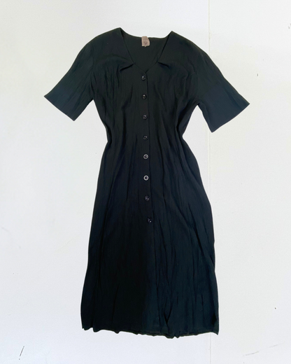 Black Button Front Dress with Tie Back Size Large