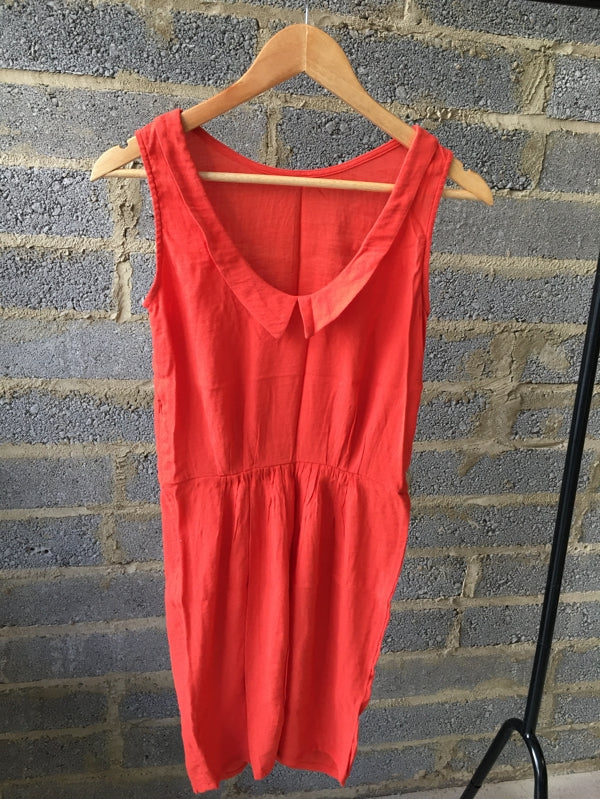 Preloved Sessun - coral shift dress with tulip skirt