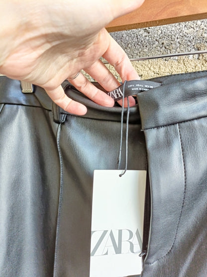 Preloved Zara vegan leather black culottes BNWT L