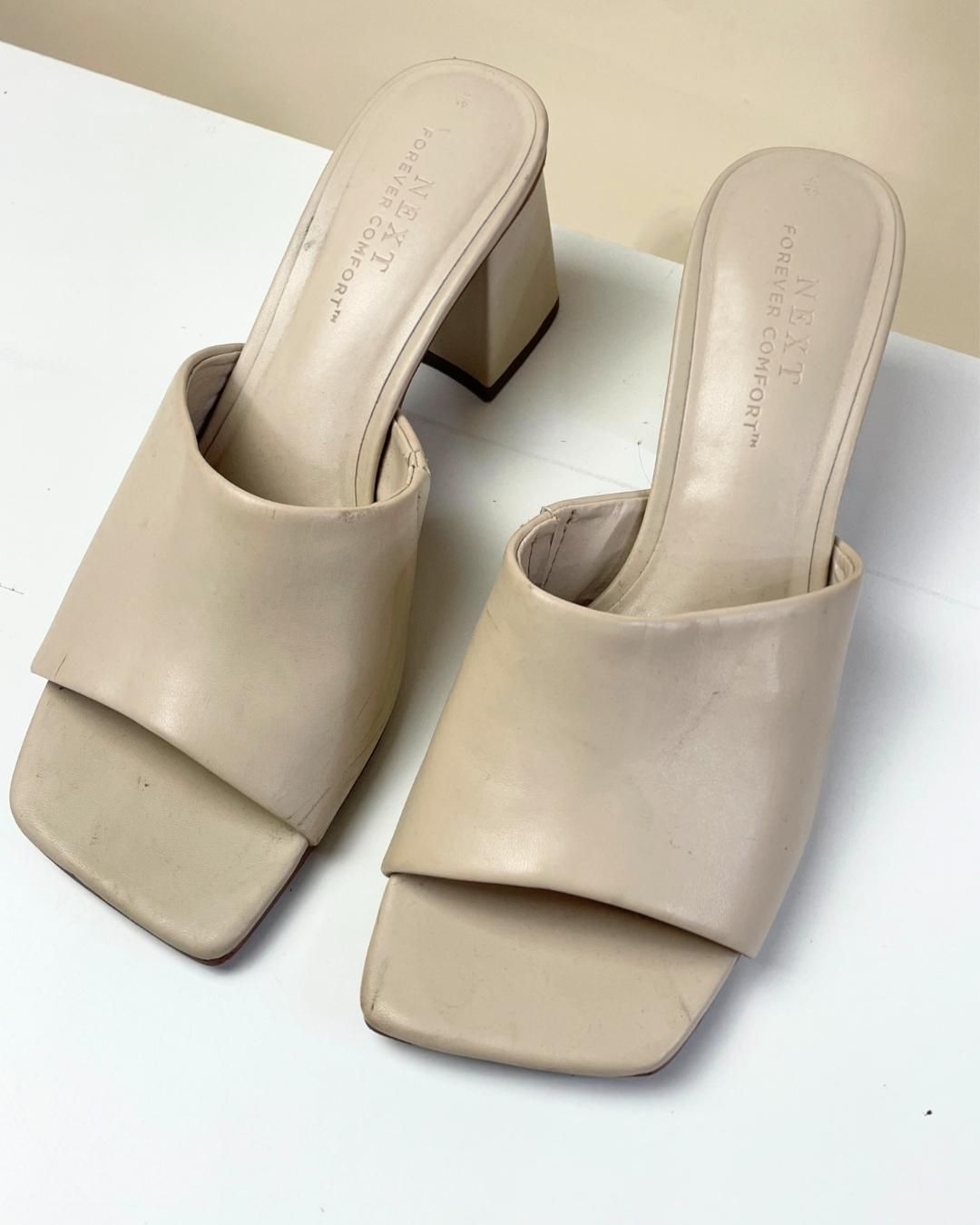 second hand Next Tan Slip On Sandals With Small Heal 9 OWNI