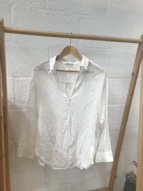 Preloved White Cotton and Linen Top