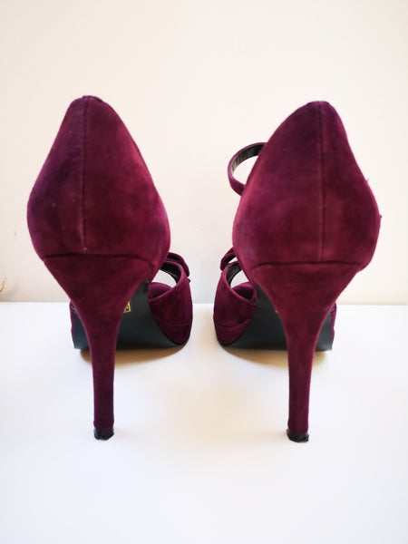 second hand Office  Purple suede open toe platform heels 8 OWNI