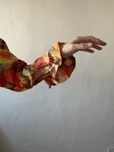 second hand Unknown Vintage orange, red and yellow ruffle front shirt 15 OWNI