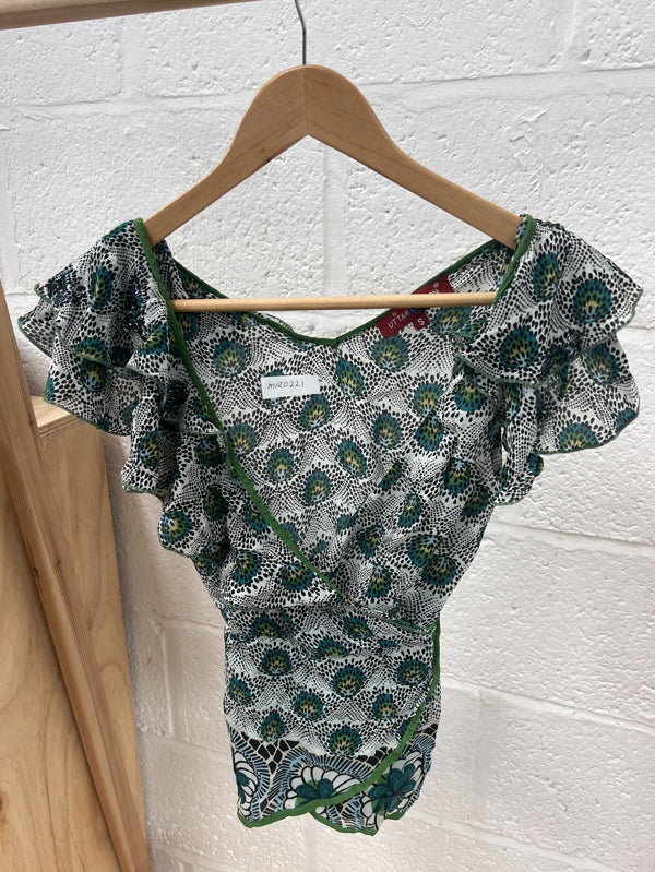 Preloved Sleeveless patterned wrap blouse