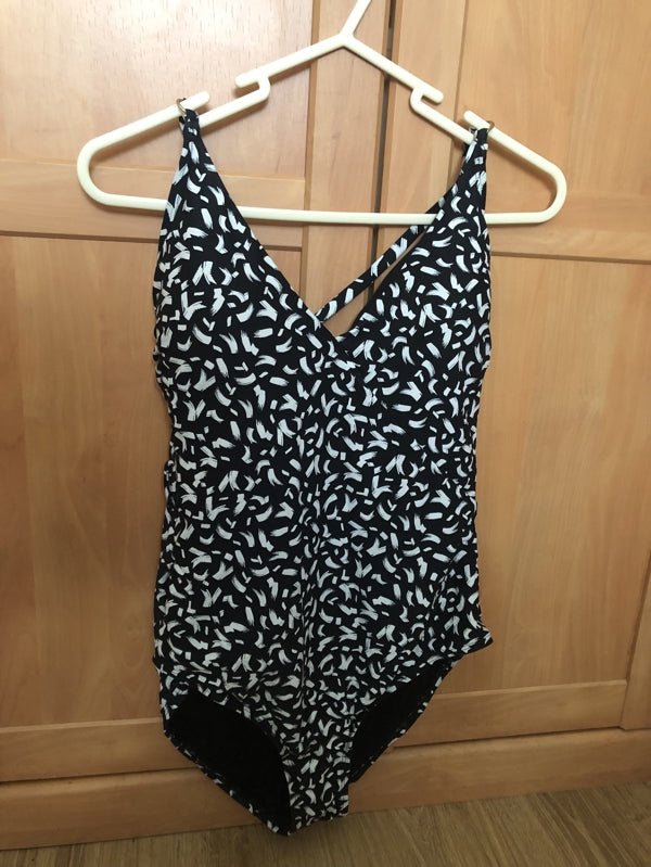 Preloved M&amp;S Black and White One-Piece Swimsuit