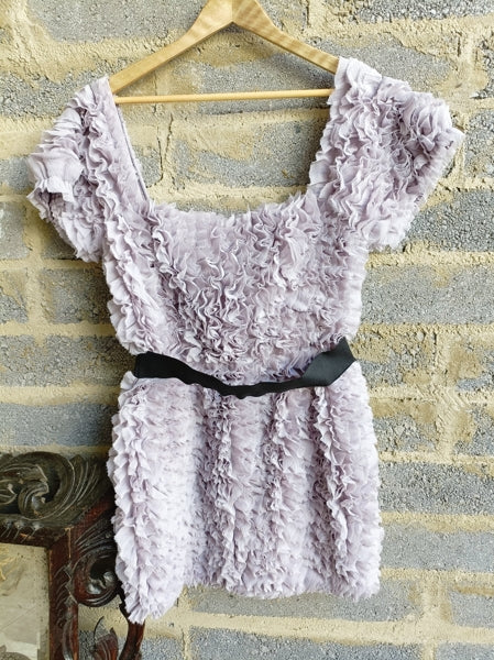 Preloved Topshop BOUTIQUE lilac chiffon ruffle mini dress 10