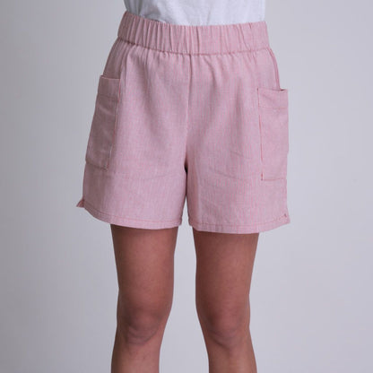 Preloved Daria Pull-On Shorts in Rust Stripe
