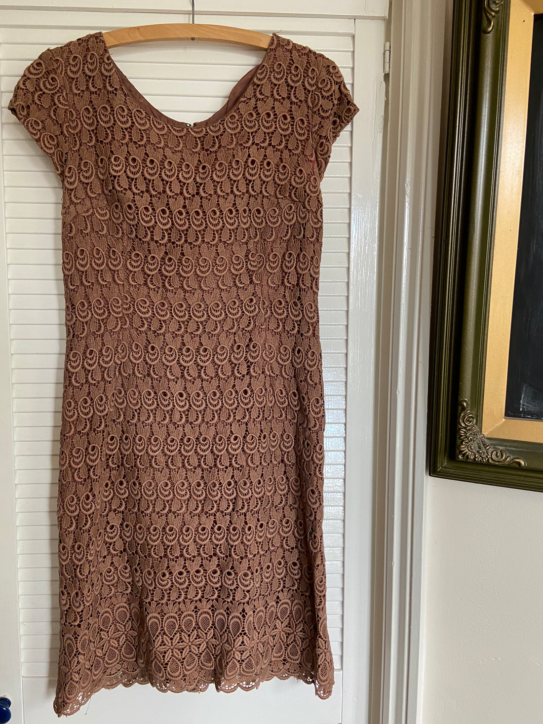 Preloved Brown broderie anglaise dress