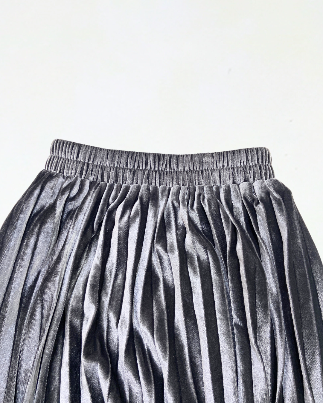 Grey Velvet Pleated Skirt
