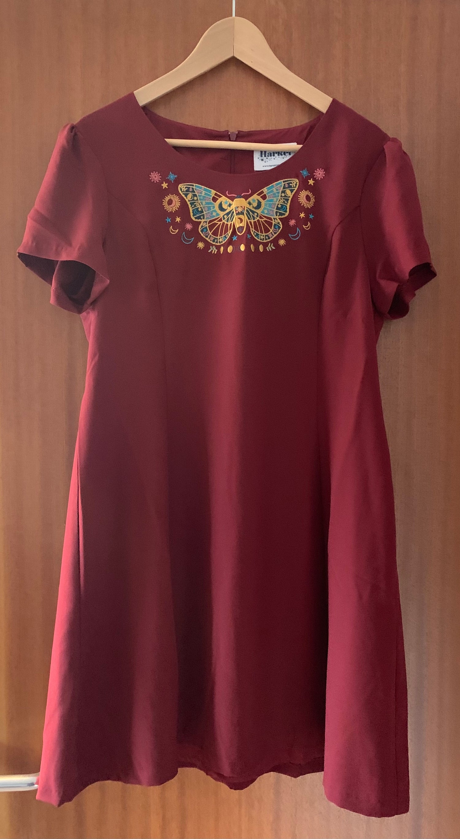 Preloved Maroon Dress with Butterfly Motif
