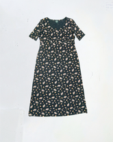 second hand Laura Ashley Laura Ashley Black Floral Maxi Short Sleeve Dress in Size XL 55 OWNI