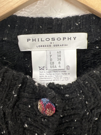 Preloved Philosophy Black ruffle front cardigan