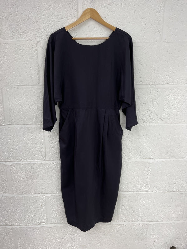 Preloved Navy Tencel Evening Dress in size 14