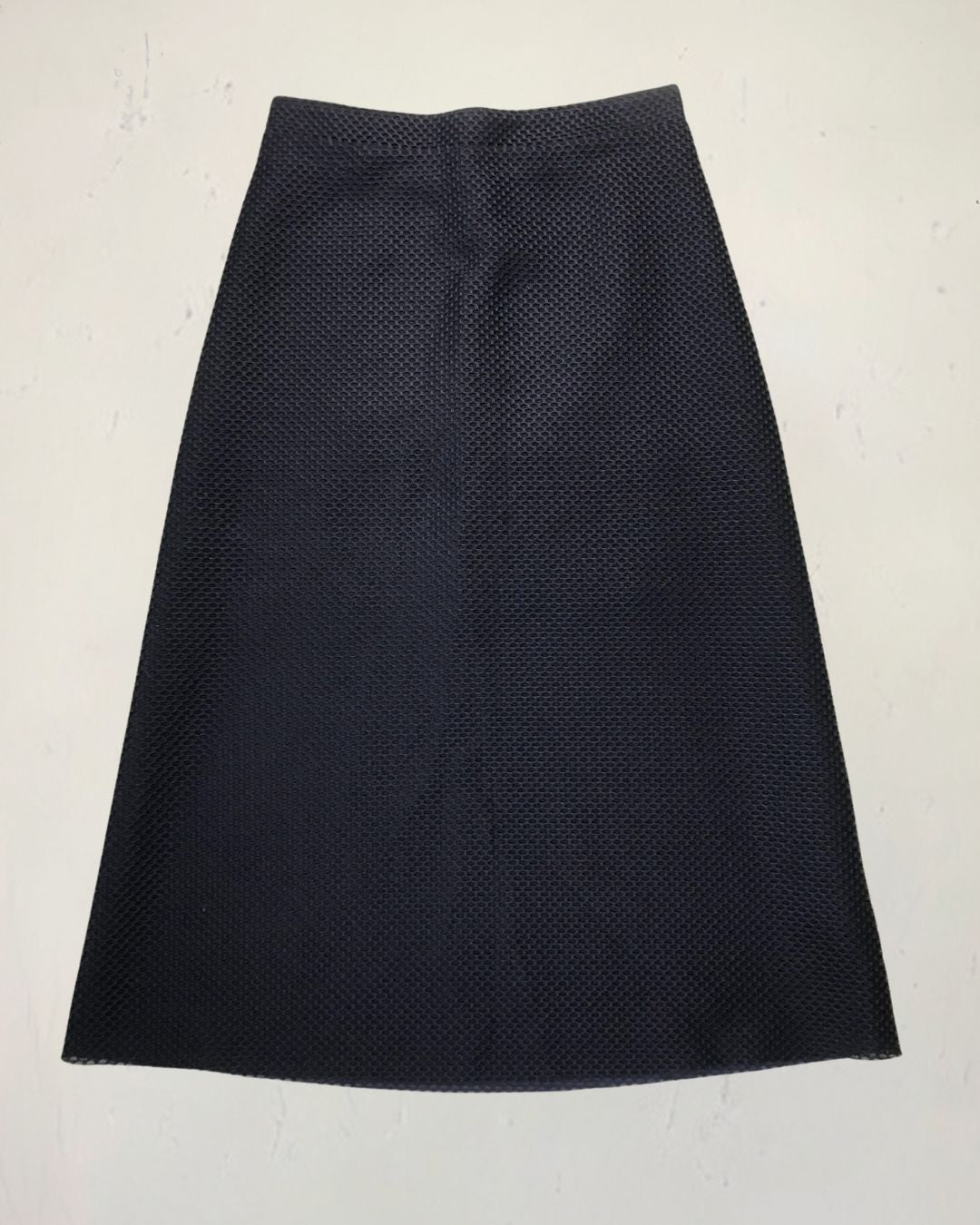 second hand Cos Cos Dark Navy Textured A-line Midi Skirt in Size 8 25 OWNI