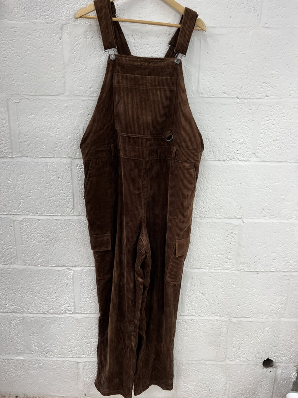 Preloved Brown Corduroy Dungarees in Size 16