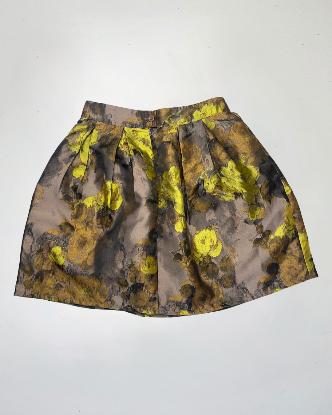 second hand Louche Brown and Yellow Floral Skirt size XS 9 OWNI