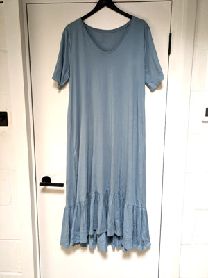 Preloved Dusty Blue Gathered Hem Dress (M)