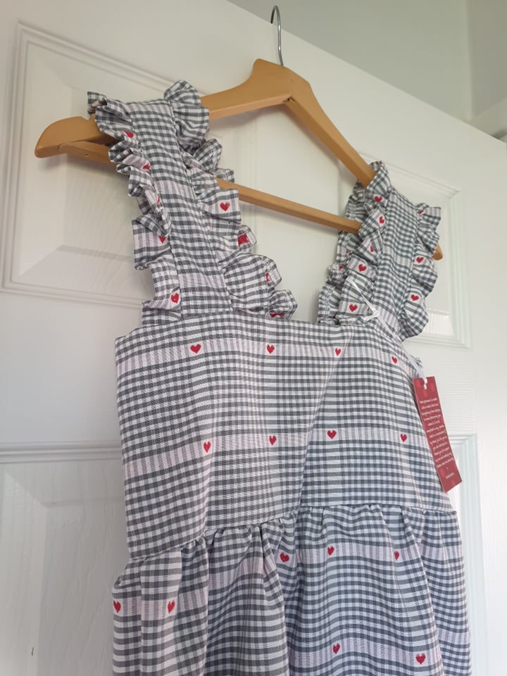Preloved BRAND NEW Maxi Smock Dress Gingham with Hearts