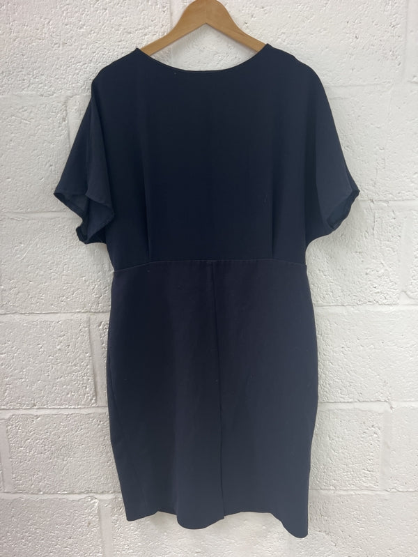 Preloved Mango navy tailored fitted dress