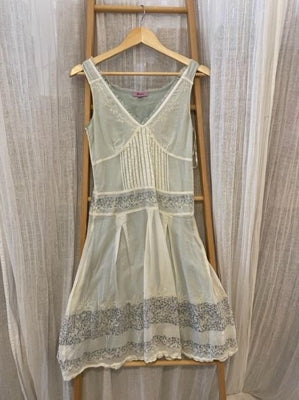 Preloved Pale blue summer dress with patterns and detailing