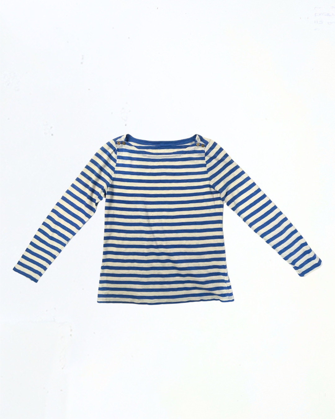 second hand J.Crew J.Crow White &amp; Blue Long Sleeve Painter Tee in Size L 18 OWNI