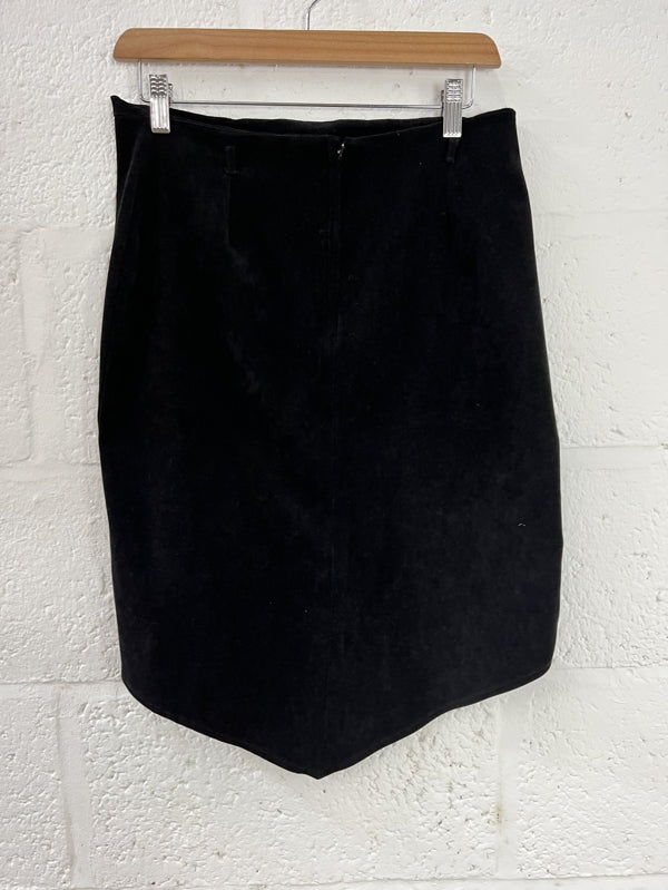 Preloved Black Suede Skirt in size 14
