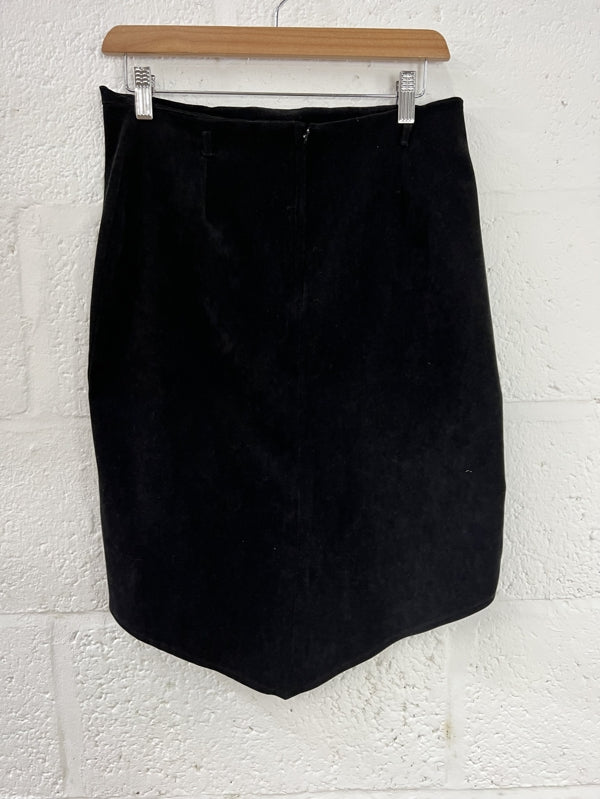 Preloved Black Suede Skirt in size 14