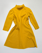 second hand Unknown Yellow High Neck Midi Dress in size M-L 10 OWNI